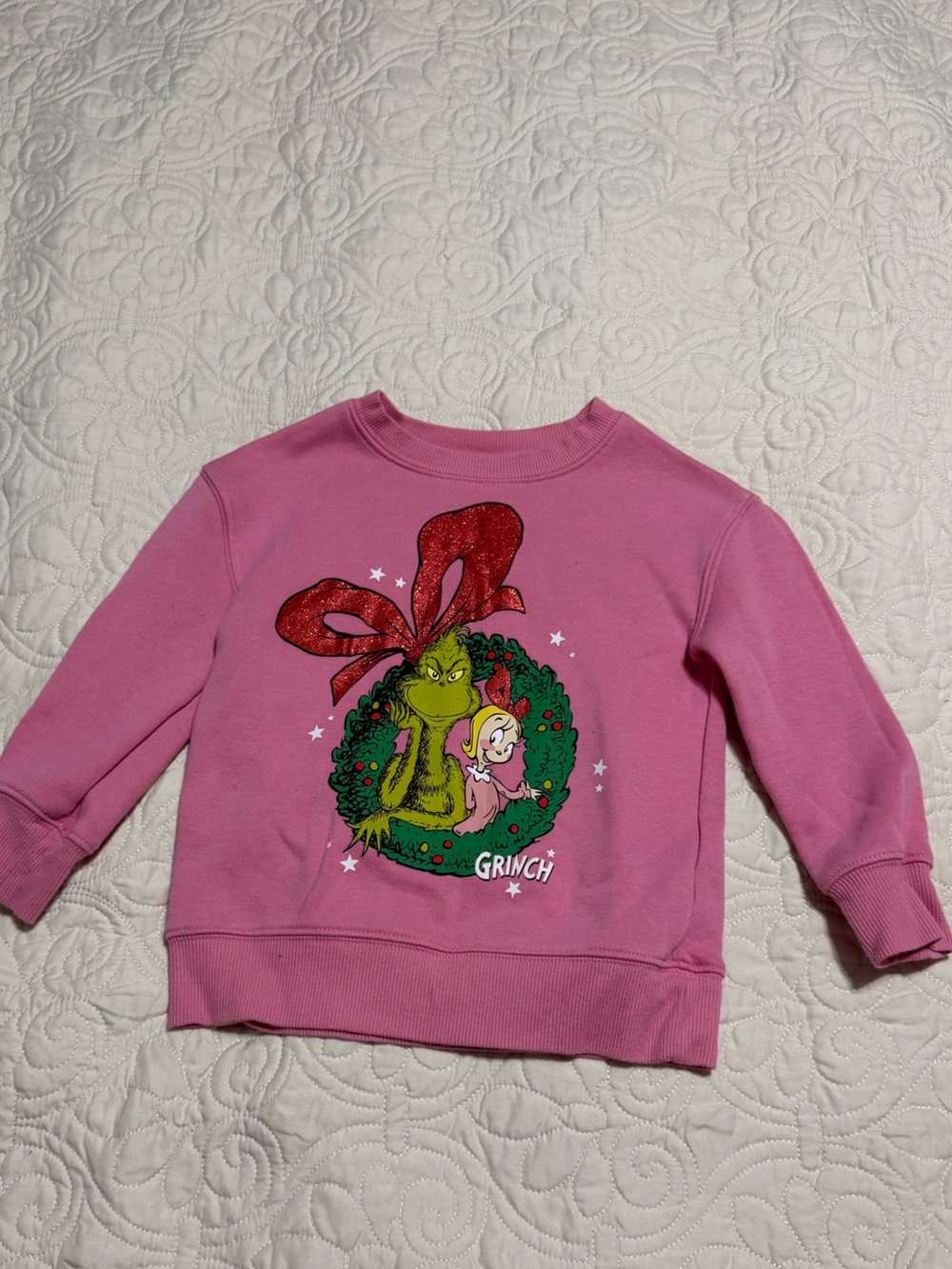 Girls Toddler The Grinch Christmas sweatshirt in bubblegum pink Dr Seuss 3T